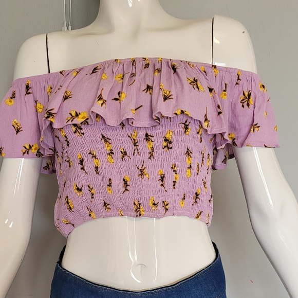 Francesca's Collections Tops - Francesca's Floral OTS Crop Top, BNWT, Size L